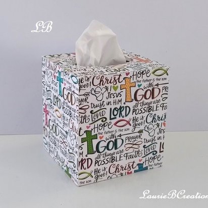 Inspirational Tissue Box Cover - Words of Faith and Scripture Tissue Holder
