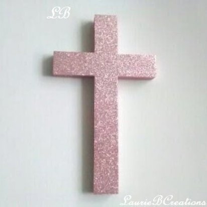 Glitter Wall Cross - Sparkling Fine Glitter Cross in Blush/Rose or a Variety of Colors - 9.5" or 12"