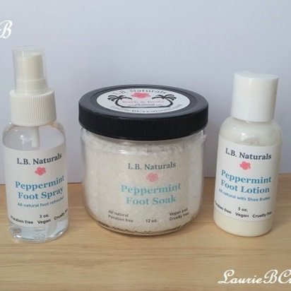 Natural Peppermint Gift Set w/ Foot Soak, Refresher Spray, Lotion and Keepsake Seashell Scoop