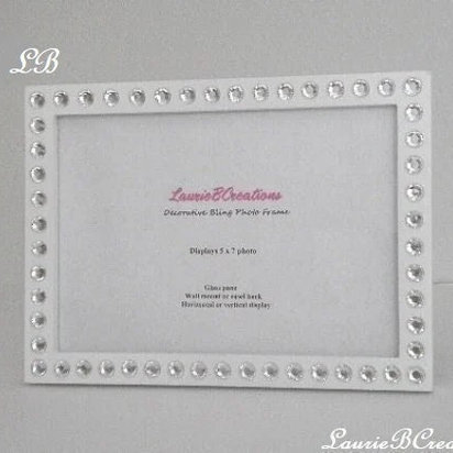Bling Picture Frame - Black or White w/ Clear Rhinestones - for 4 x 6 or 5 x 7 photos or info