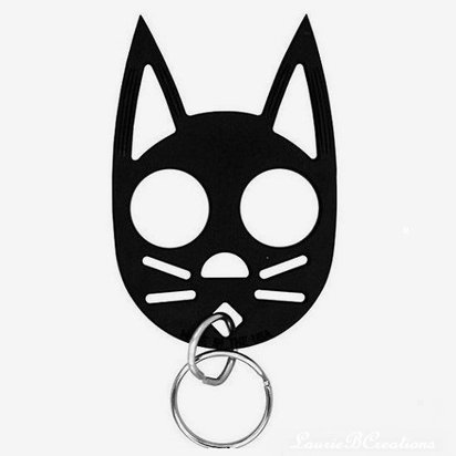 Cat Self Defense Keychain -  black, clear, pink, purple, red, or glow in the dark