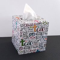 Inspirational Tissue Box Cover - Words of Faith and Scripture Tissue Holder