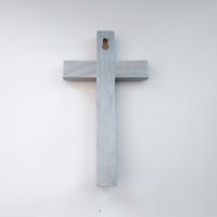 Silver & Bling Cross - Handpainted Wall Cross w/Clear Rhinestones and Circular Center, 8" x 4.5"- ready to ship sale