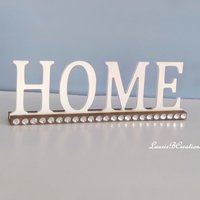Bling Home Sign Decor - Handpainted white and brown with clear rhinestones for tabletop-ready to ship sale 