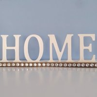 Bling Home Sign Decor - Handpainted white and brown with clear rhinestones for tabletop-ready to ship sale 