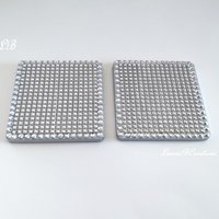 Bling Diamond Wrap Coaster Set - Sparkling silver drink coasters w/clear rhinestones - Set of 2 