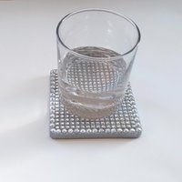 Bling Diamond Wrap Coaster Set - Sparkling silver drink coasters w/clear rhinestones - Set of 2 