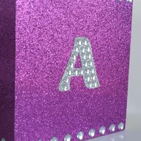 Glitter & Bling Initial Tissue Box Cover-in a Variety of Colors w/Clear Rhinestones and Bling Letter A-Z