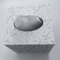 White & Silver Swirl Tissue Box Cover-White w/Sparkling Silver Glitter Swirls,Square Tissue Holder