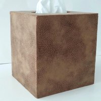Brown Faux Suede Tissue Box Cover - Light and dark brown microsuede leather with distressed effect
