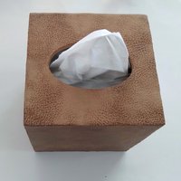 Brown Faux Suede Tissue Box Cover - Light and dark brown microsuede leather with distressed effect