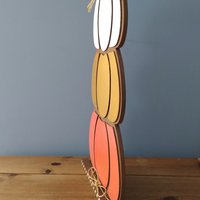 Stacked Wood Pumpkins - Handpainted Fall decor in brown with colorful sparkling pumpkins, Thanksgiving