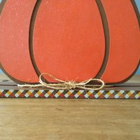 Stacked Wood Pumpkins - Handpainted Fall decor in brown with colorful sparkling pumpkins, Thanksgiving