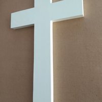 Glow In The Dark Wall Cross - White vinyl cross with light green glow 9.5" or 12"