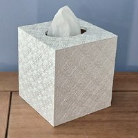 Ivory Medallion Tissue Box Cover - Decorative embossed square tissue holder