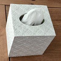 Ivory Medallion Tissue Box Cover - Decorative embossed square tissue holder