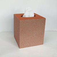 Fall Glitter Tissue Box Cover - Sparkling fine glitter tissue holder in orange with brown or copper, Autumn decor