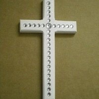 Bling Wall Cross - Handpainted Wood Cross w/ clear rhinestones and glitter paint - 8" x 4.5"