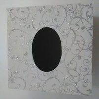 White & Silver Swirl Tissue Box Cover-White w/Sparkling Silver Glitter Swirls,Square Tissue Holder