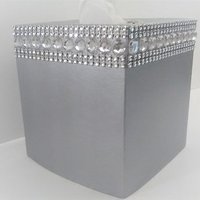 Bling Tissue Box Cover-Handpainted Metallic Silver or Variety of Colors-w/Clear Rhinestones and Silver Diamond Wrap