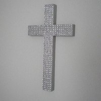 Silver Diamond Wrap Cross - Handpainted Decorative Wall Cross w/Matching Silver Diamond Wrap Bling  - 9.5" or 12"