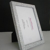 Silver Glitter Picture Frame - Decorative, Super Sparkling Octagon/Prisma Glitter-for 4 x 6 or 5 x 7 photos or info