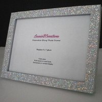 Silver Glitter Picture Frame - Decorative, Super Sparkling Octagon/Prisma Glitter-for 4 x 6 or 5 x 7 photos or info
