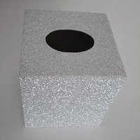Silver Glitter Tissue Box Cover-Super Sparkling Octagon/Prisma Glitter - Bathroom Accessories, Office, Wedding, Home