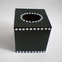 Bling Tissue Box Cover-Decorative Handpainted in Black or a Variety of Colors w/Sparkling Clear Rhinestones,Square Tissue Box