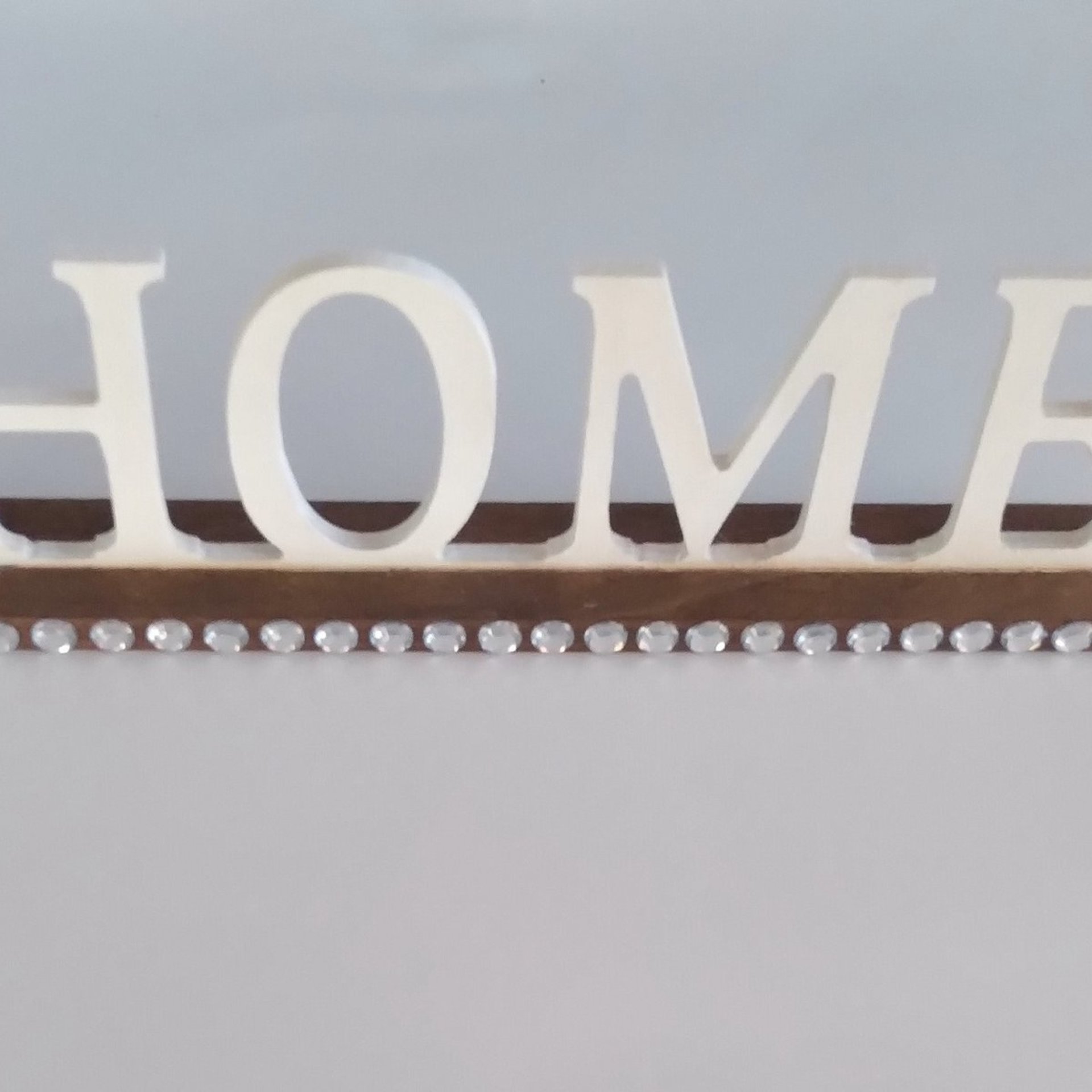 Bling Home Sign Decor - Handpainted white and brown with clear rhinestones for tabletop-ready to ship sale 