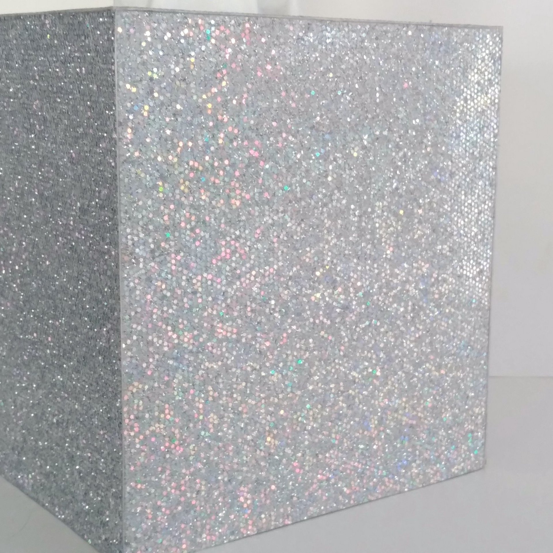 Silver Glitter Tissue Box Cover-Super Sparkling Octagon/Prisma Glitter - Bathroom Accessories, Office, Wedding, Home