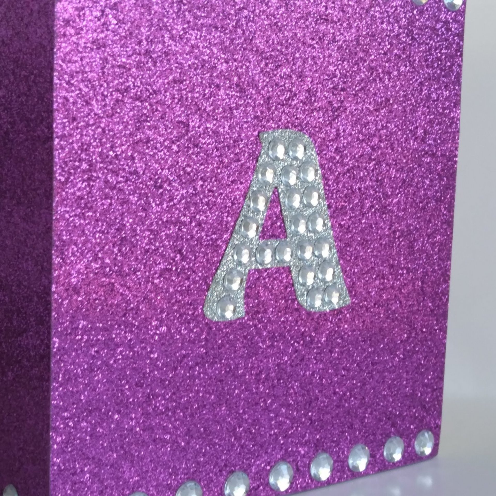 Glitter & Bling Initial Tissue Box Cover-in a Variety of Colors w/Clear Rhinestones and Bling Letter A-Z