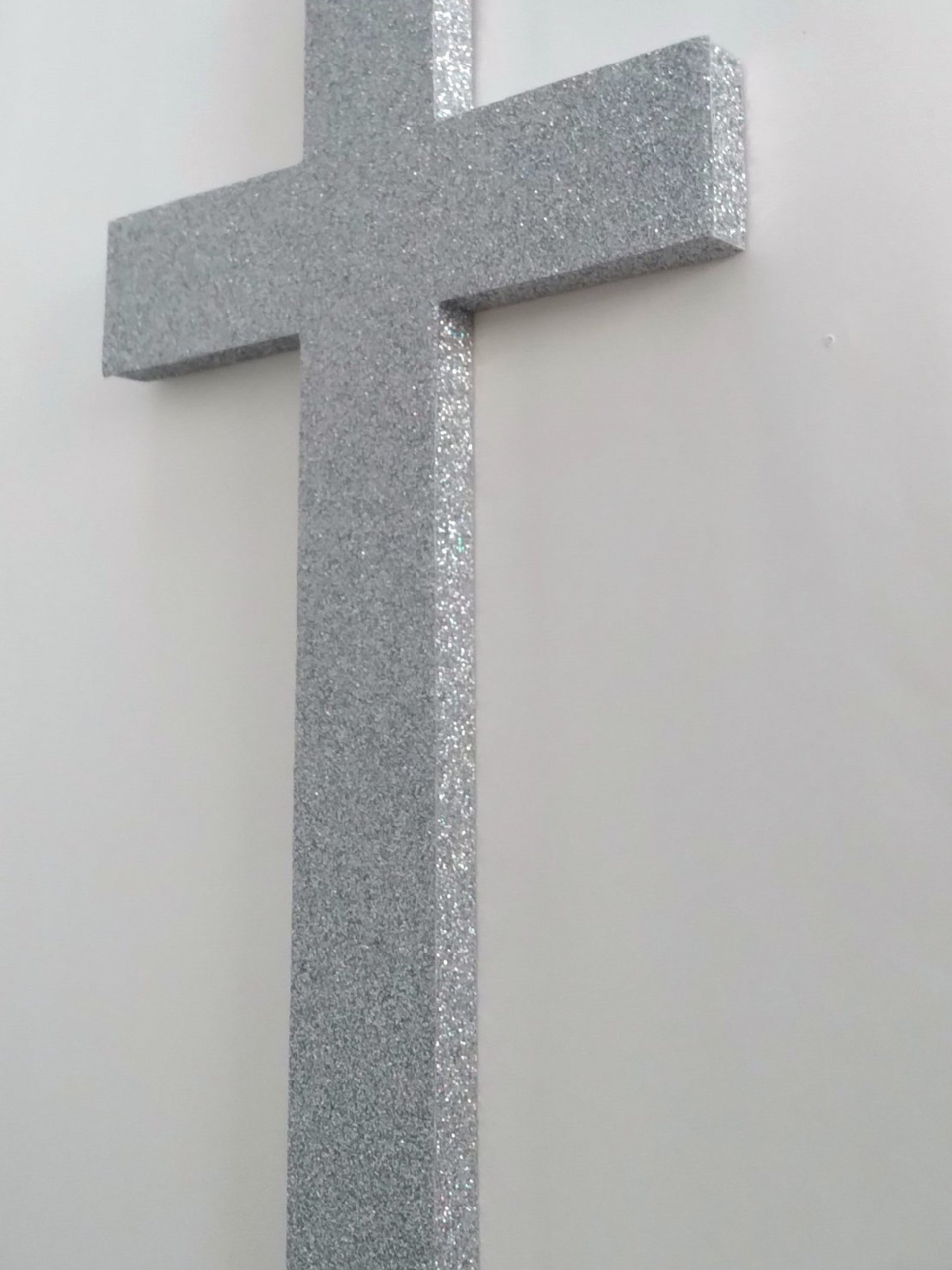 Iridescent Silver Glitter Wall Cross- Decorative fine glitter cross, 9.5" or 12"