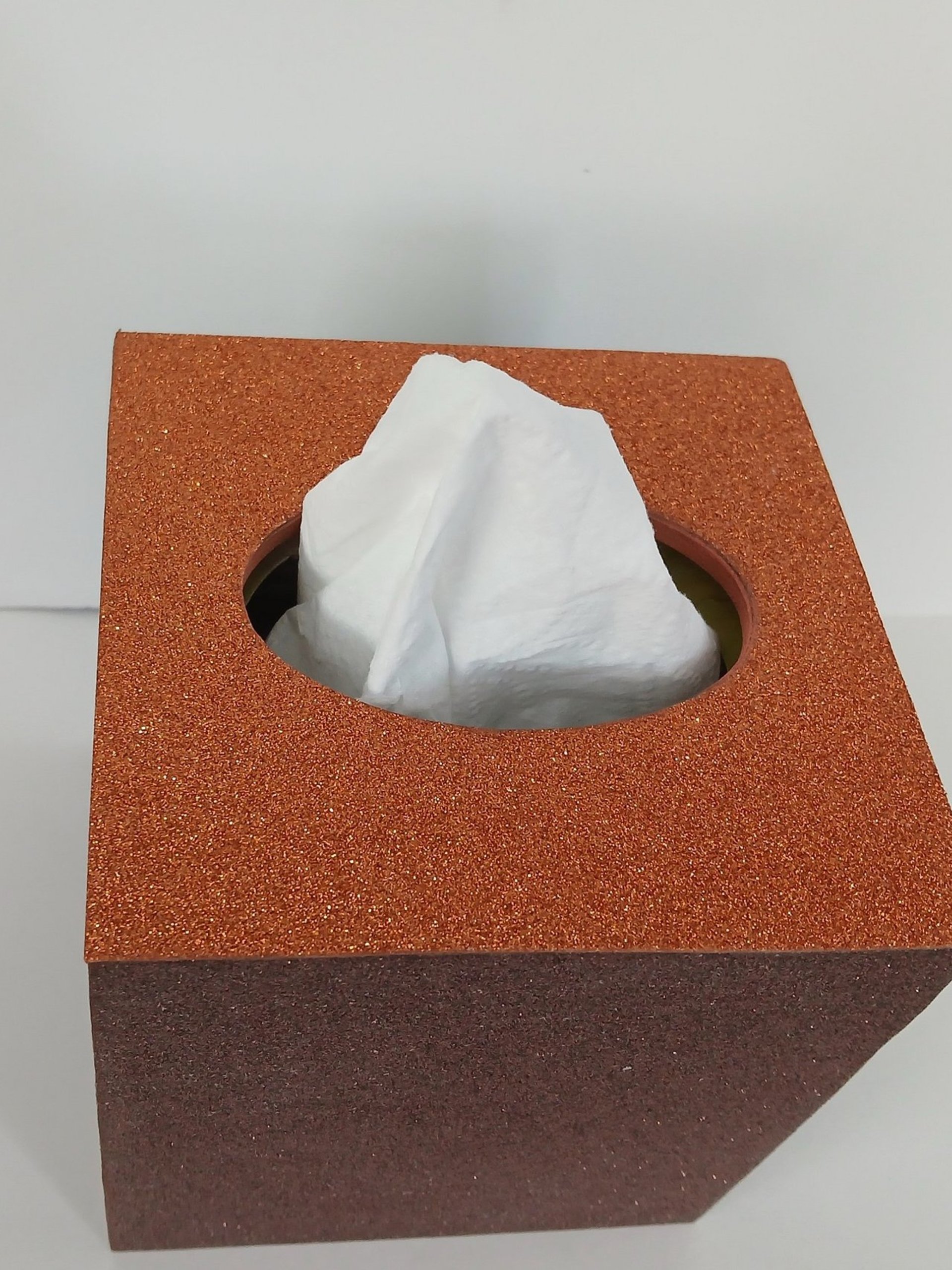 Fall Glitter Tissue Box Cover - Sparkling fine glitter tissue holder in orange with brown or copper, Autumn decor