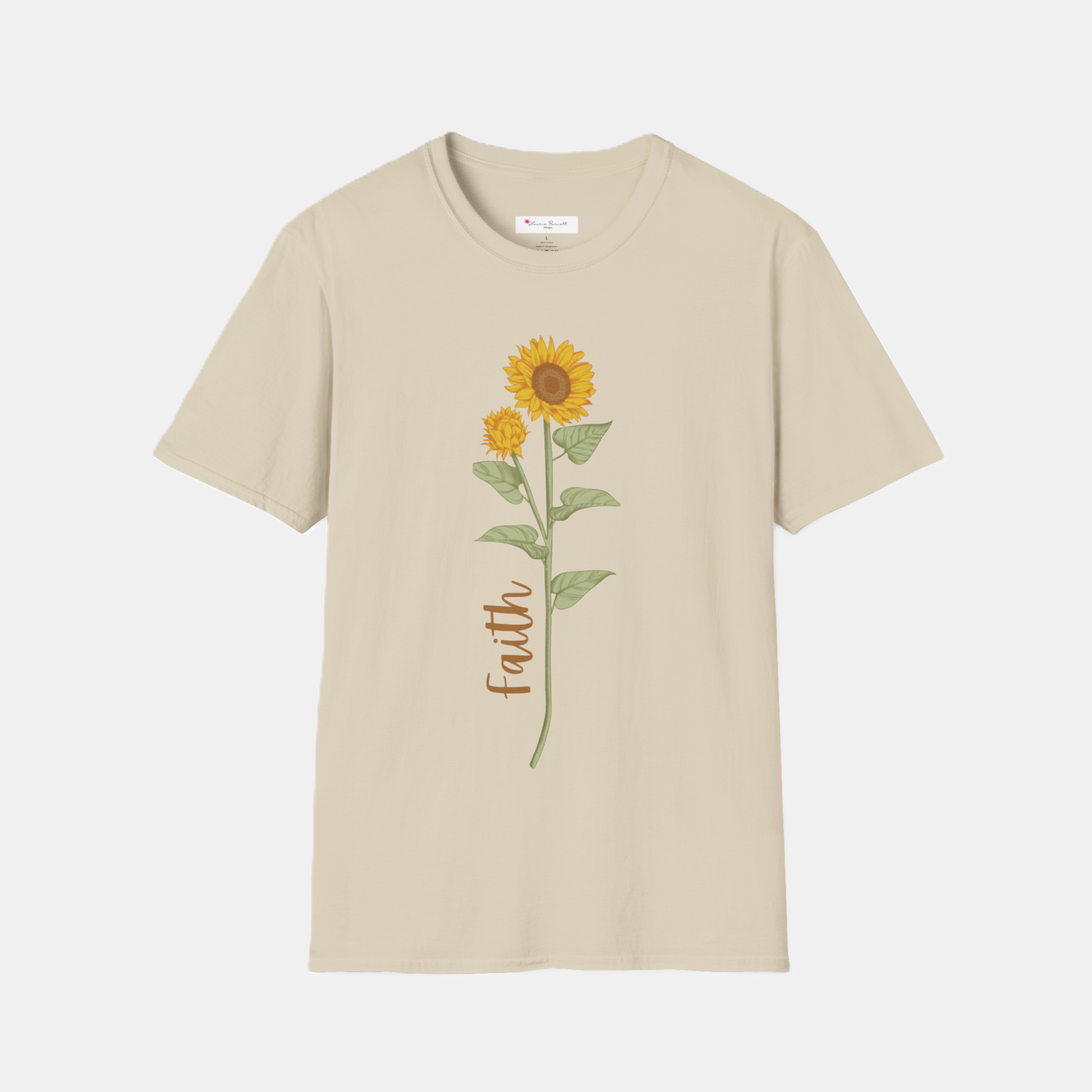 Sunflower & Faith softstyle t-shirt, cotton, unisex, black, white, sand, sport grey