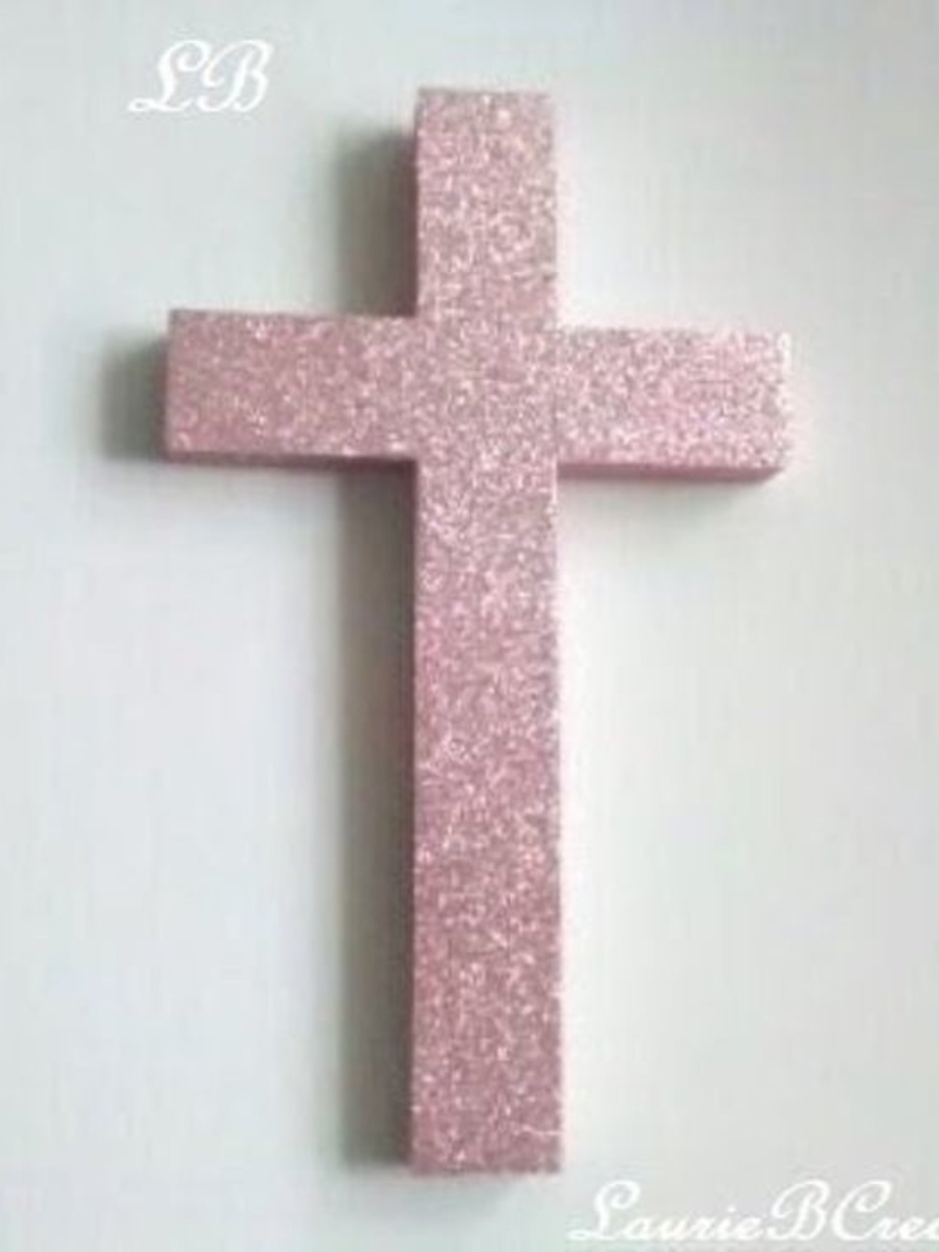Glitter Wall Cross - Sparkling Fine Glitter Cross in Blush/Rose or a Variety of Colors -  9.5" or 12"