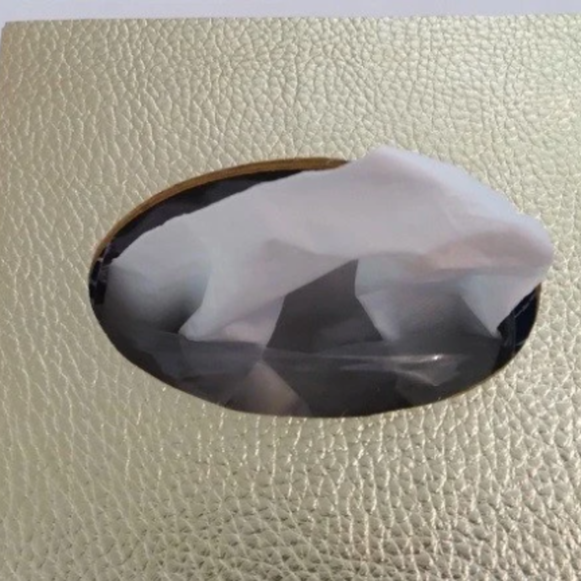 Metallic Gold Tissue Box Cover - Textured vinyl tissue holder, faux leather square tissue box