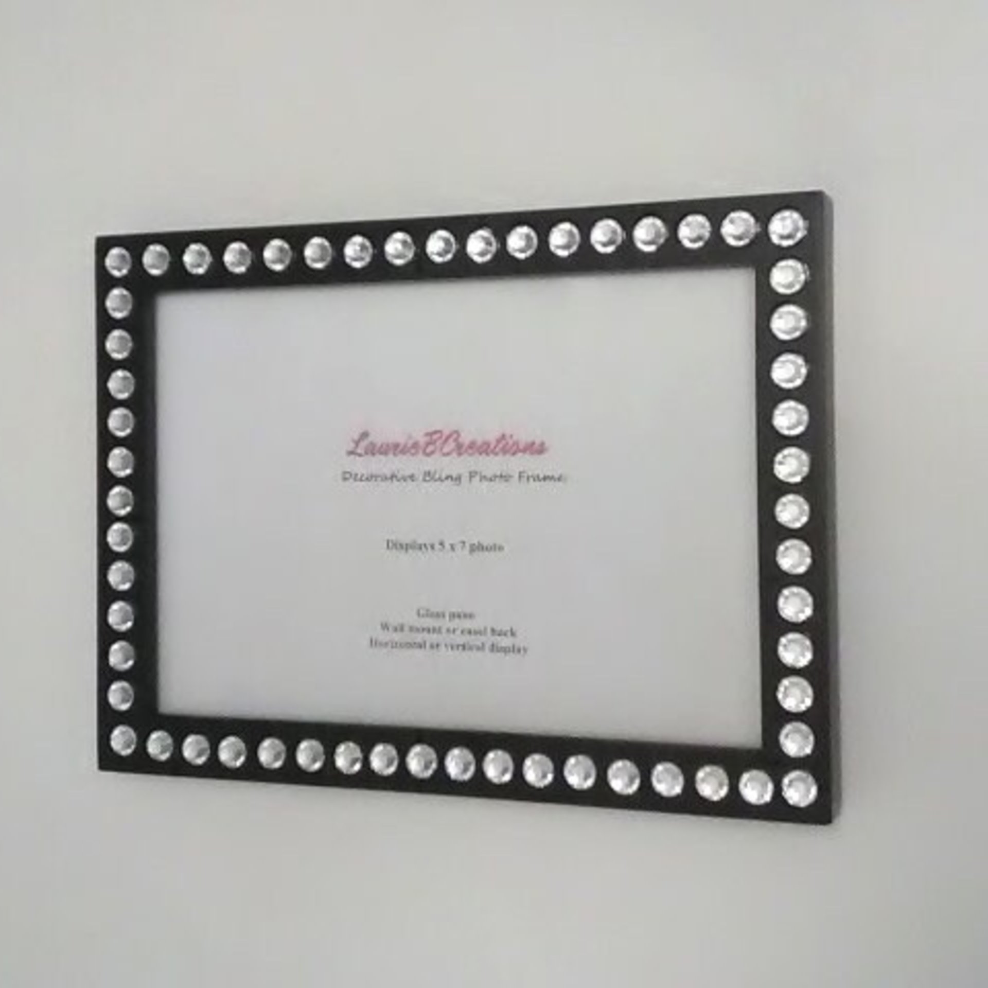 Bling Picture Frame - Black or White w/ Clear Rhinestones - for 4 x 6 or 5 x 7 photos or info