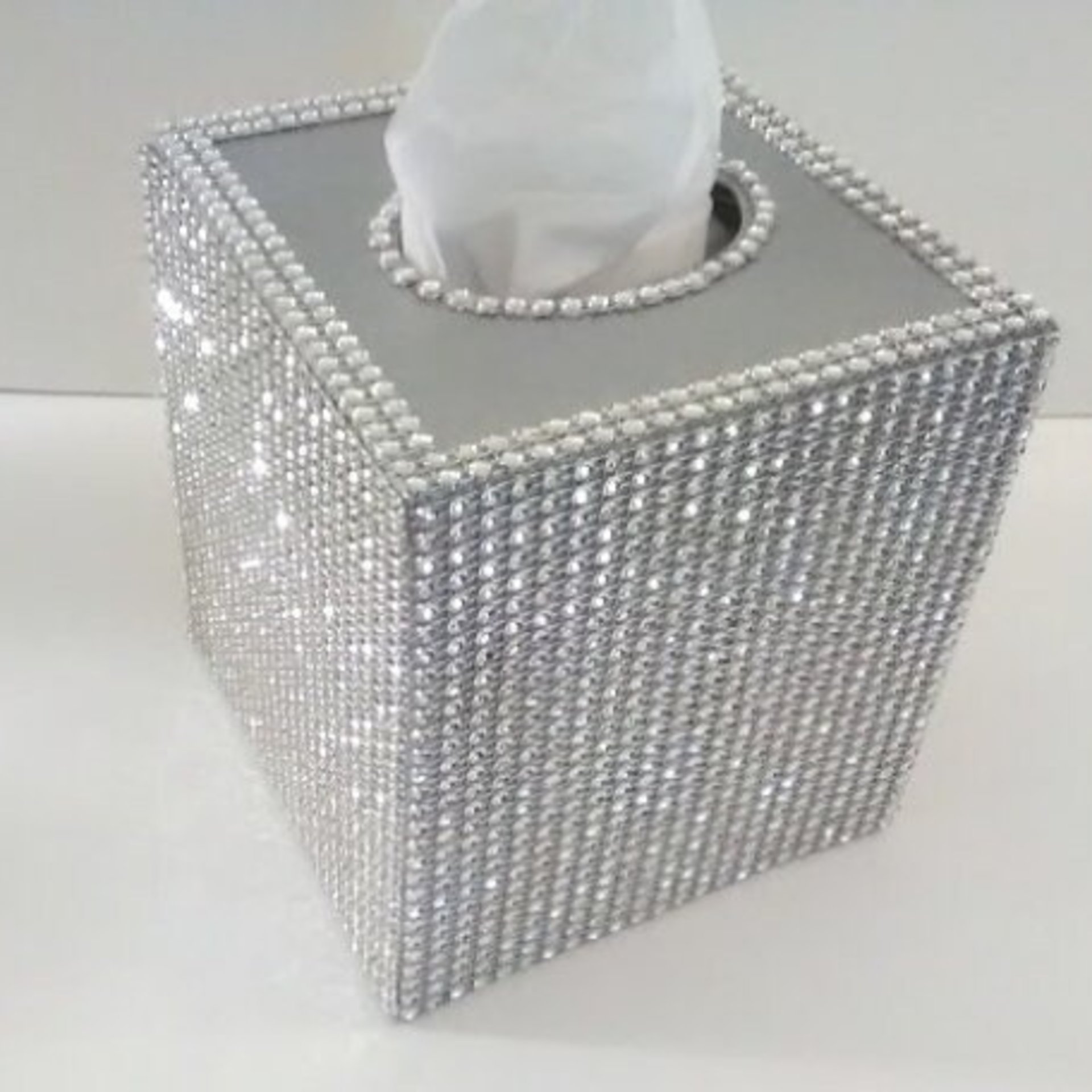Bling Tissue Box Cover-Silver or Gold Diamond Wrap Square Tissue Holder-Sparkling Decor