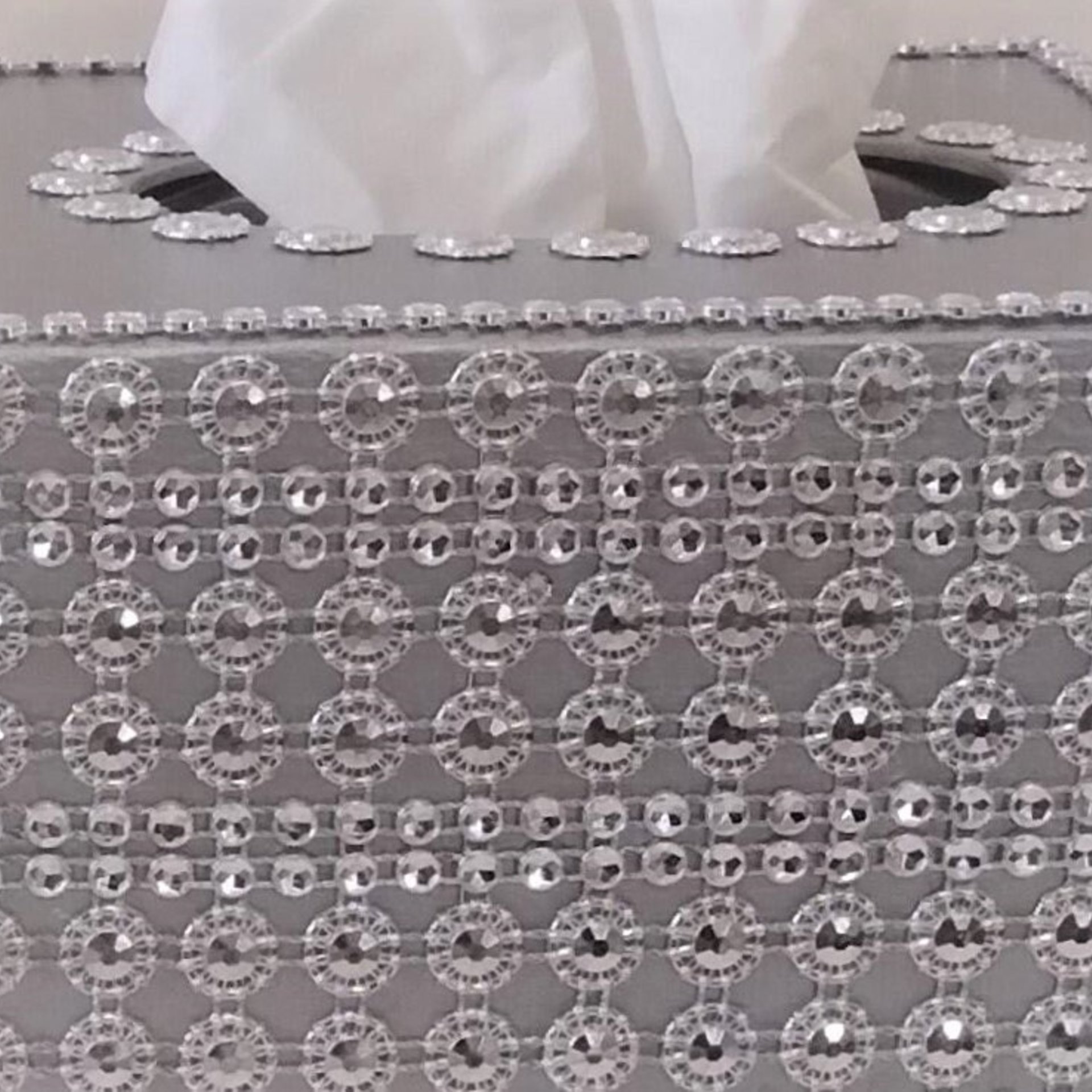 Bling Jeweled Flower & Diamond Wrap Tissue Box Cover-Handpainted w/Sparkling Silver Circle Flower Shaped Diamond Wrap