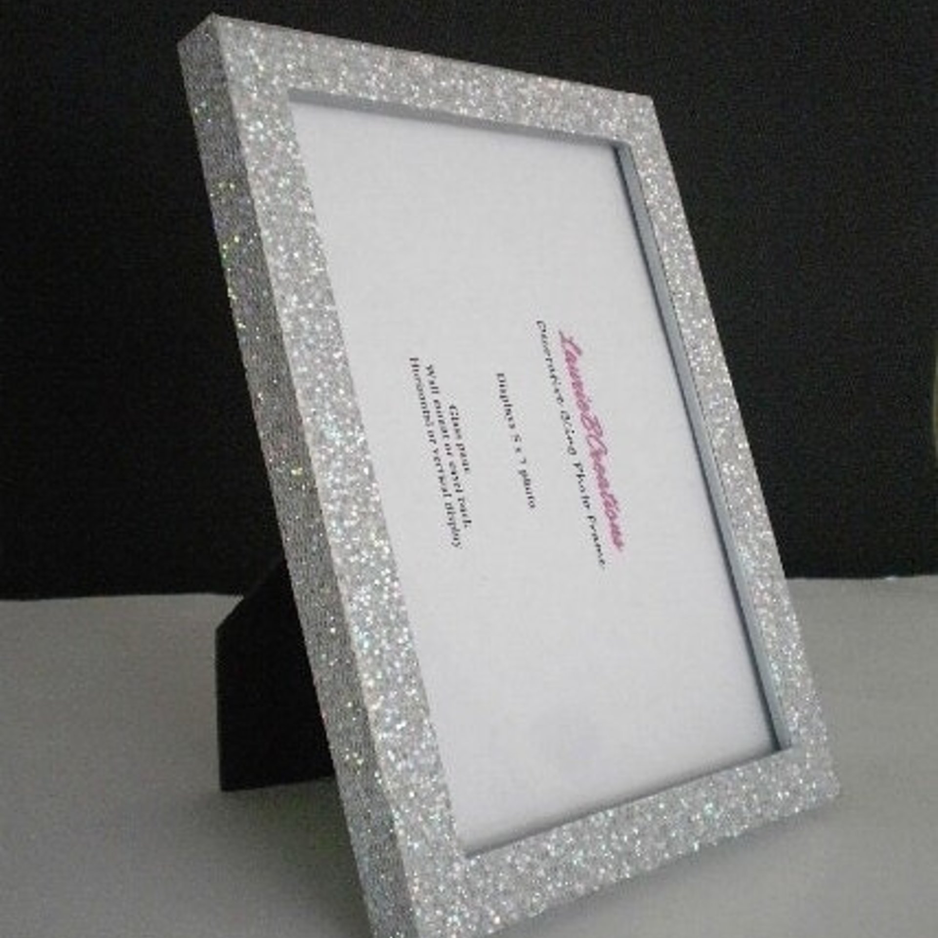 Silver Glitter Picture Frame - Decorative, Super Sparkling Octagon/Prisma Glitter-for 4 x 6 or 5 x 7 photos or info
