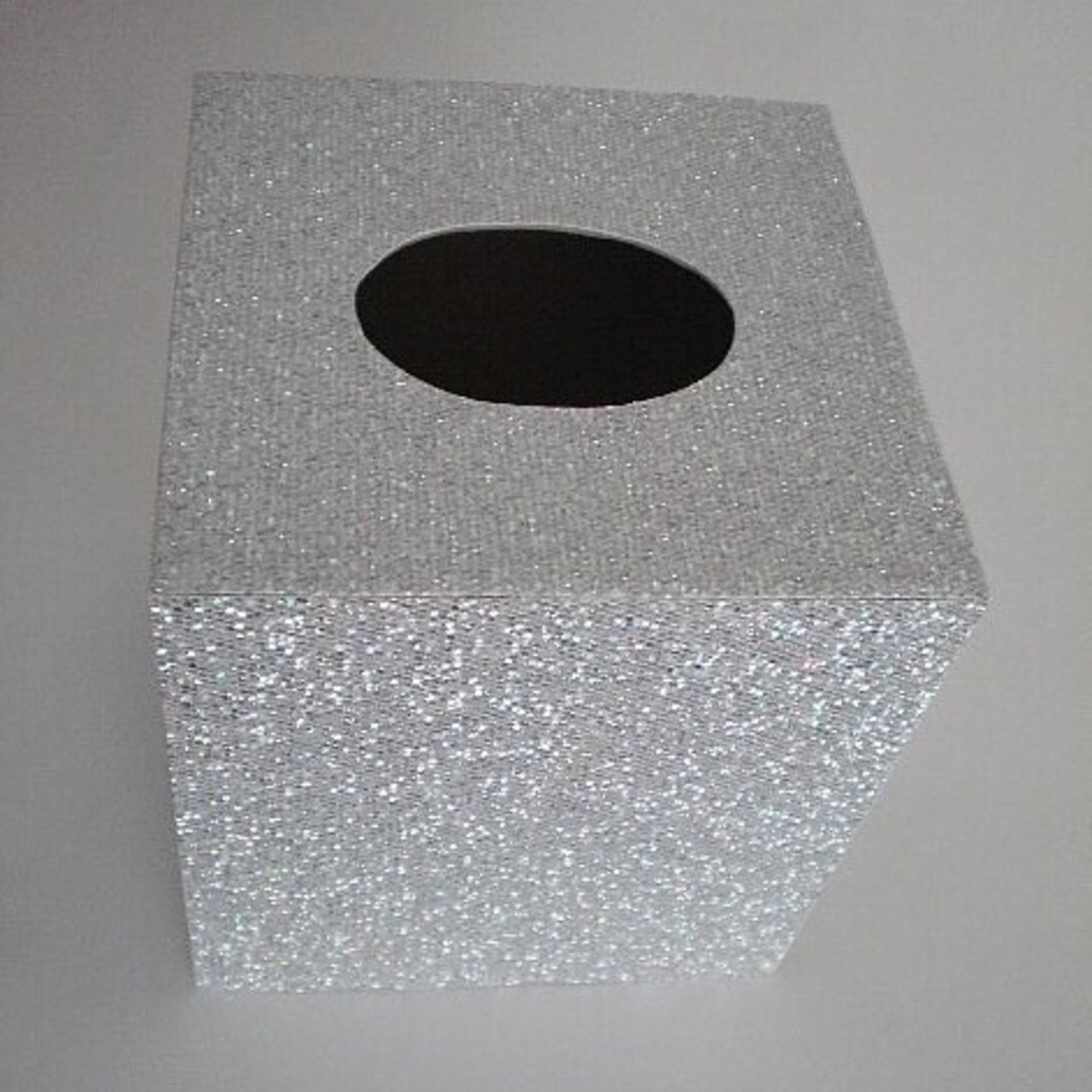 Silver Glitter Tissue Box Cover-Super Sparkling Octagon/Prisma Glitter - Bathroom Accessories, Office, Wedding, Home