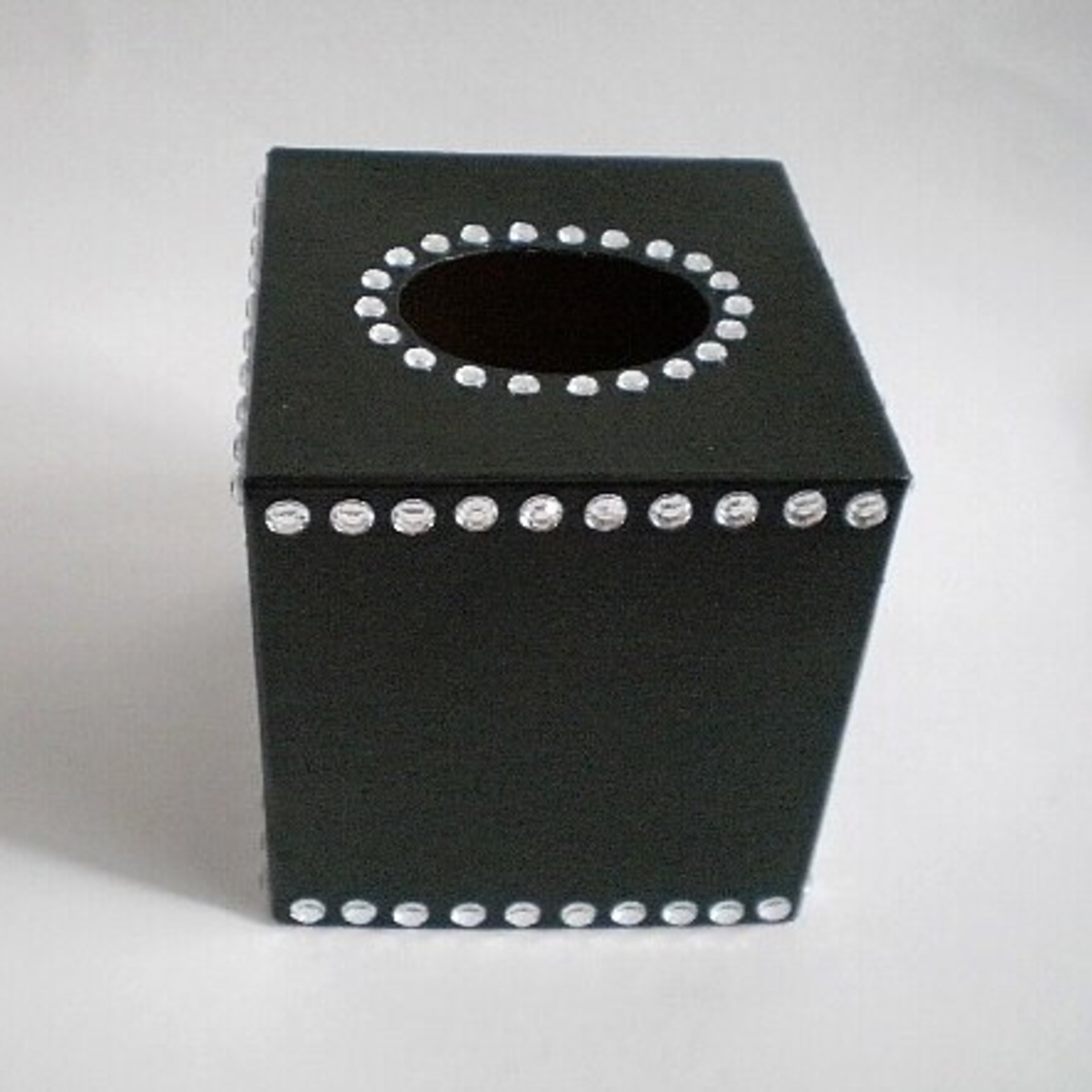 Bling Tissue Box Cover-Decorative Handpainted in Black or a Variety of Colors w/Sparkling Clear Rhinestones,Square Tissue Box