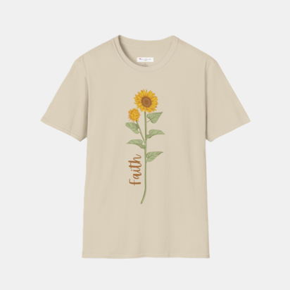 Sunflower & Faith softstyle t-shirt, cotton, unisex, black, white, sand, sport grey