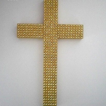 Gold Diamond Wrap Cross - Sparkling Handpainted Wall Cross w/ Gold Diamond Wrap  9.5" or 12"