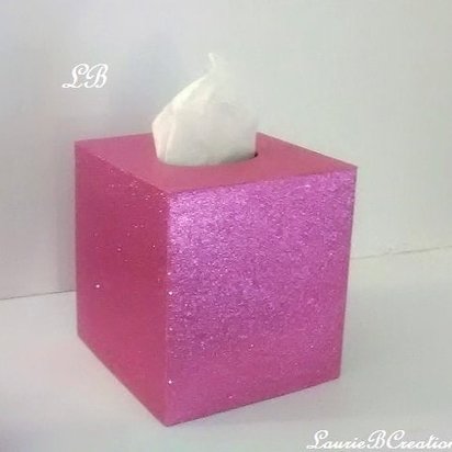 Glitter Tissue Box Cover-Pink/Raspberry Fine Glitter or Choose From Variety of Glitter Colors-Custom Square Boutique Tissue Cover