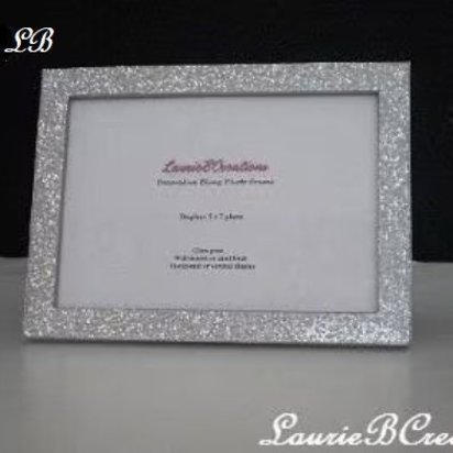 Silver Glitter Picture Frame - Decorative, Super Sparkling Octagon/Prisma Glitter-for 4 x 6 or 5 x 7 photos or info