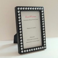 Bling Picture Frame - Black or White w/ Clear Rhinestones - for 4 x 6 or 5 x 7 photos or info