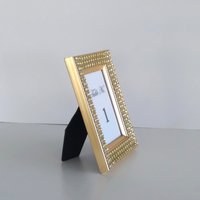 Bling Table Number Frame- Gold Diamond Wrap Tabletop Frame for 2 x 3 info or photo