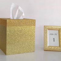 Bling Table Number Frame- Gold Diamond Wrap Tabletop Frame for 2 x 3 info or photo